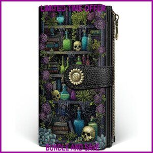 RFID Blocking Bifold Wallet with Zipper Coin Pocket, PU Leather Travel Billfold